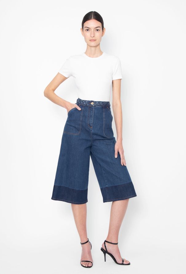 Valentino 2020 Braided Denim Culottes - 1