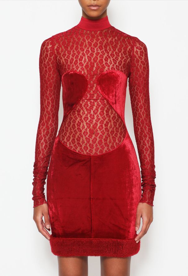 Alaïa EXQUISITE F/W 1991 Crimson Chenille Dress - 4