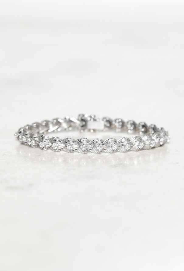 Vintage Fine Jewelry Antique 18k White Gold & Diamond Bracelet - 1