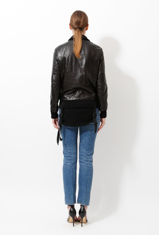 Helmut Lang 2003 Leather Flap Back Bomber - 5