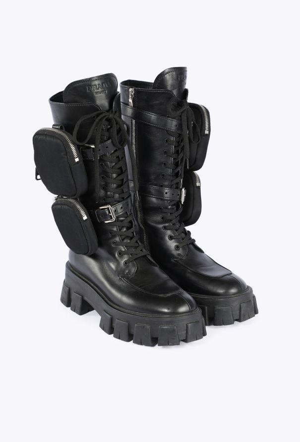 Prada Monolith Zip Pocket Combat Boots, 2022 - 3