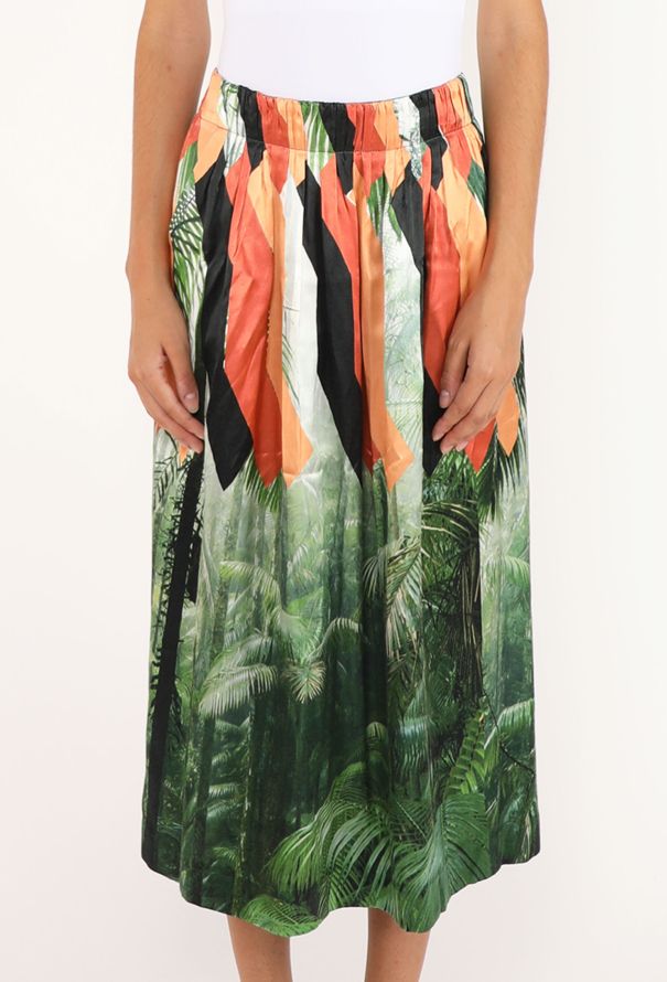 Dries Van Noten Tropical Print Charmeuse Skirt - 2
