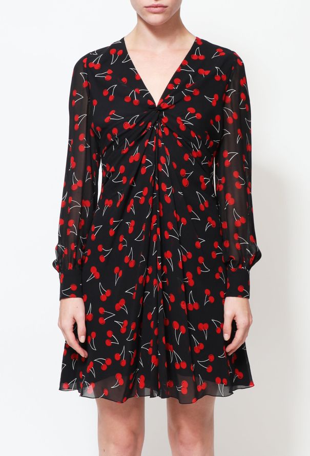 Saint Laurent S/S 2015 Cherry Silk Dress - 3