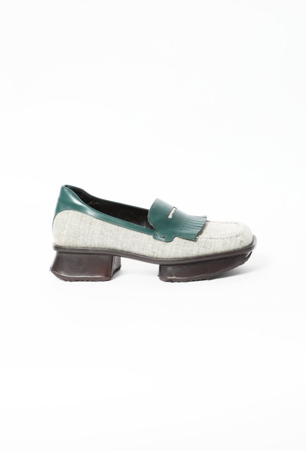 Prada Bicolor Canvas Loafers - 1