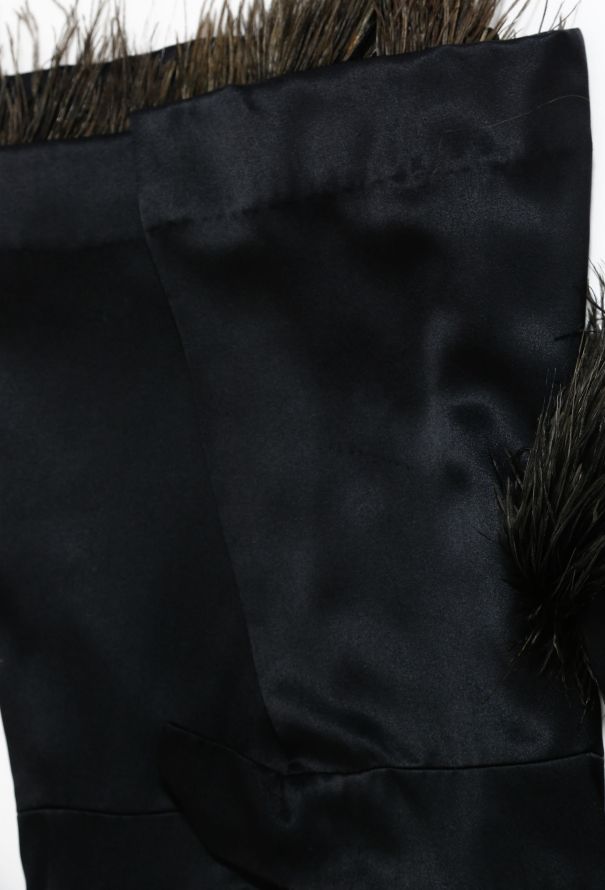 Satin Feather Trim Jacket and Dress Ensemble - 7