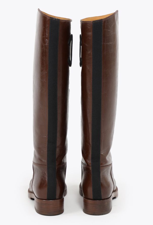 Chanel Leather 'CC' Riding Boots Brown - 4