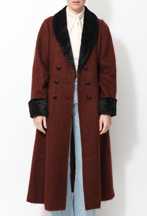 Guy Laroche Mohair Velvet Trim Coat - 3