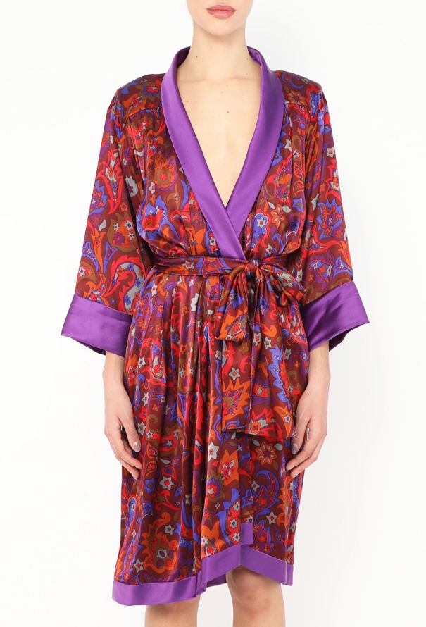 Saint Laurent F/W 1985 Paisley Silk Belted Robe - 4
