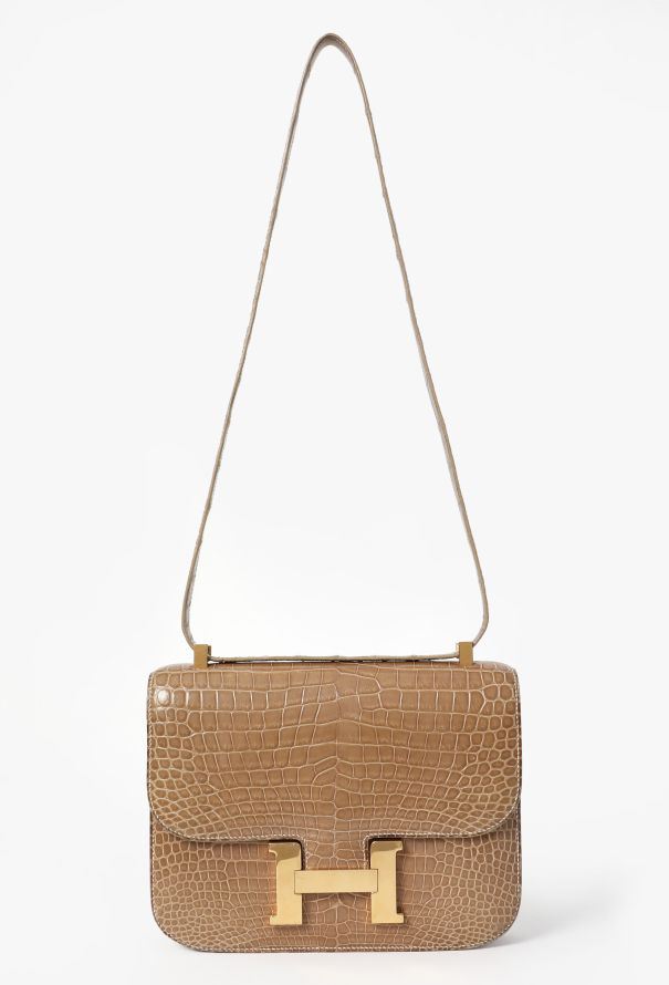 Hermès EXCEPTIONAL 90s 'Ficelle' Porosus Constance 24 - 2