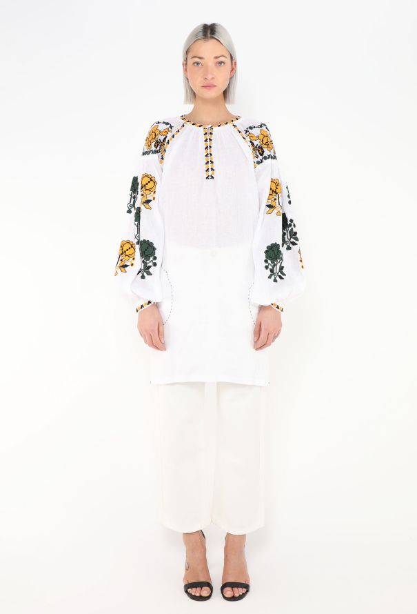 Vita Kin Embroidered White Linen Tunic Top - 3