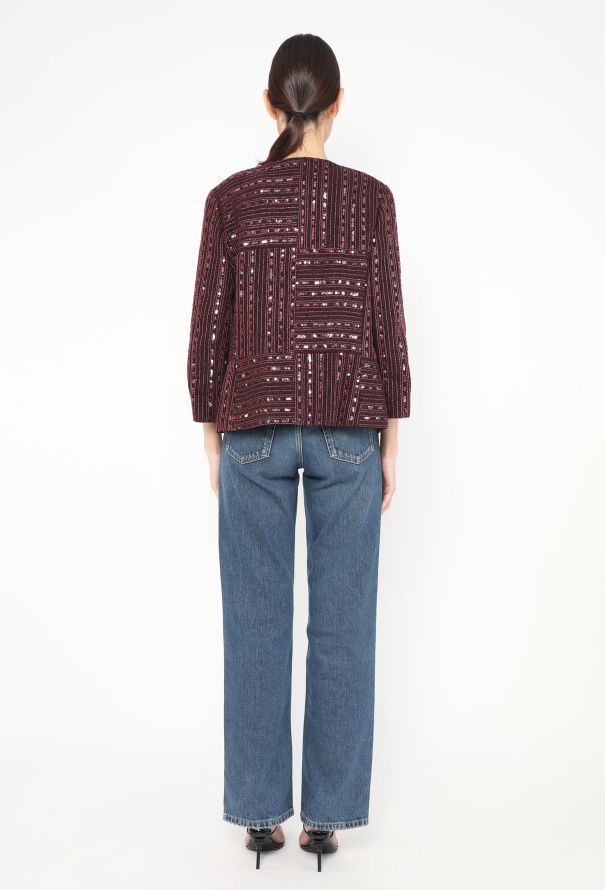 Chanel Resort 2000 Sequin Tweed Ensemble – Burgundy Purple - 6