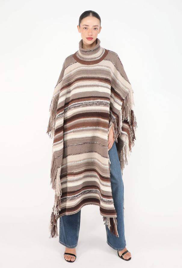 Chloé Fall 2021 Striped Cashmere Poncho - 5