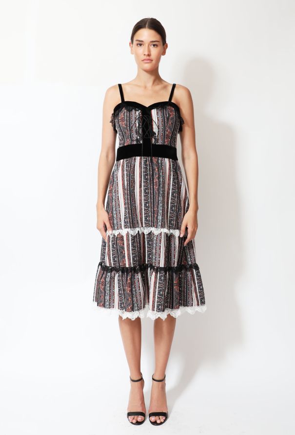 Rodarte Paisley Velvet Trim Dress - 1