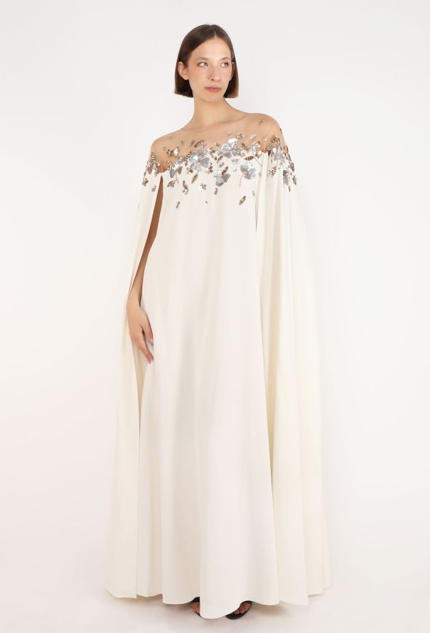Oscar De La Renta Embellished Silk Cape Gown, 2022 - 3