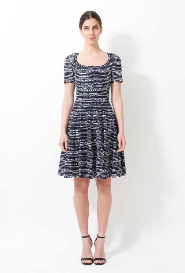 Alaïa Classic Graphic Knit Skater Dress - 1