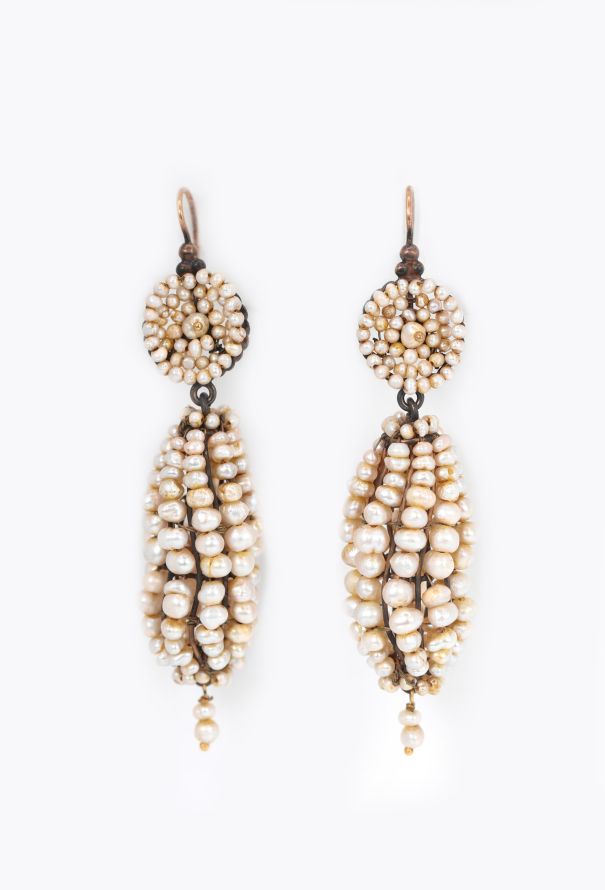 Vintage Fine Jewelry Antique 9K Gold & Pearls Earrings - 1