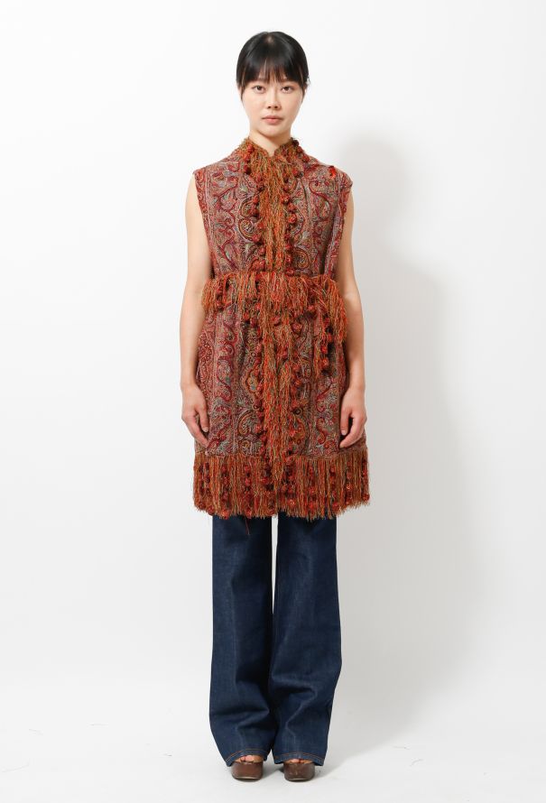 Vintage Paisley Embroidered Fringed Vest - 5