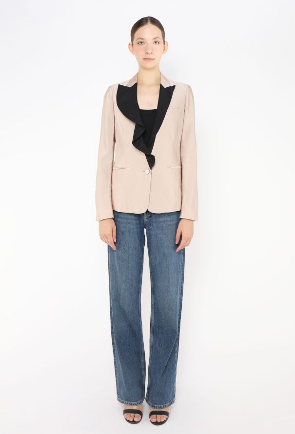 Valentino Ruffled Silk Smoking Blazer - 2