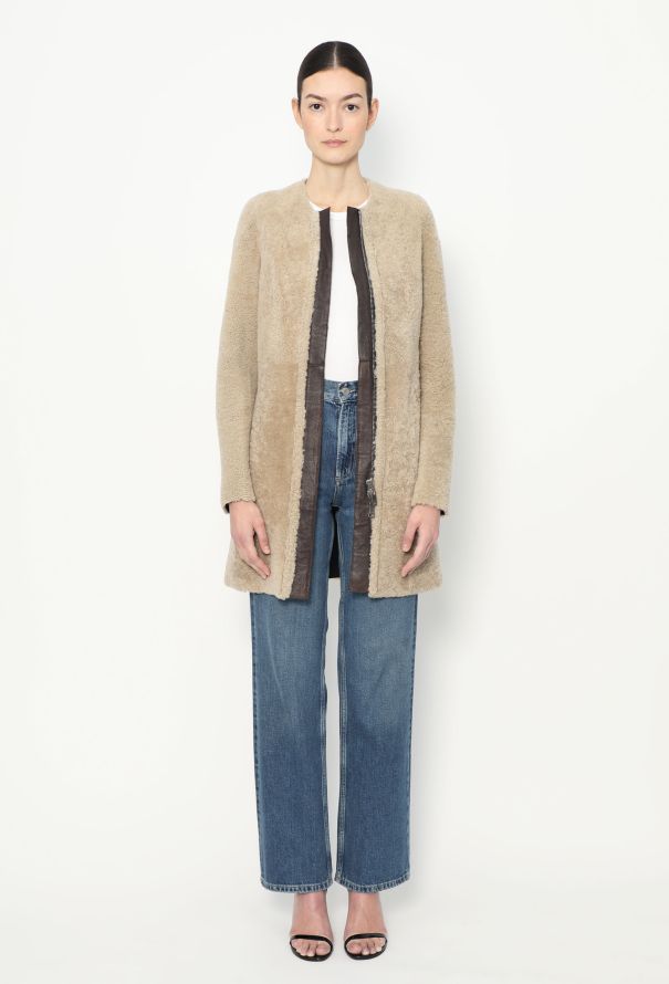 Céline Pre-Fall 2010 Cream Shearling Coat - 1