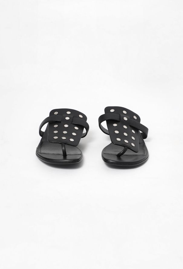 Hermès Studded Leather Sandals - 3