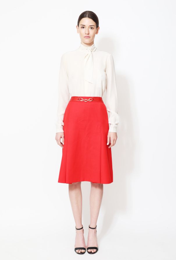 Céline '70s Leather Horsebit Twill Skirt - 1