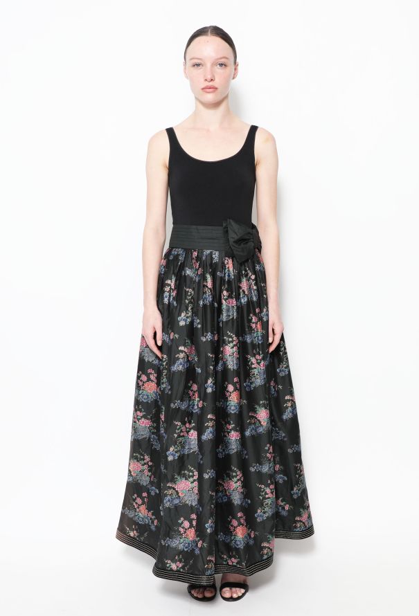 Nina Ricci '70s Bow Tie Floral Skirt - 1