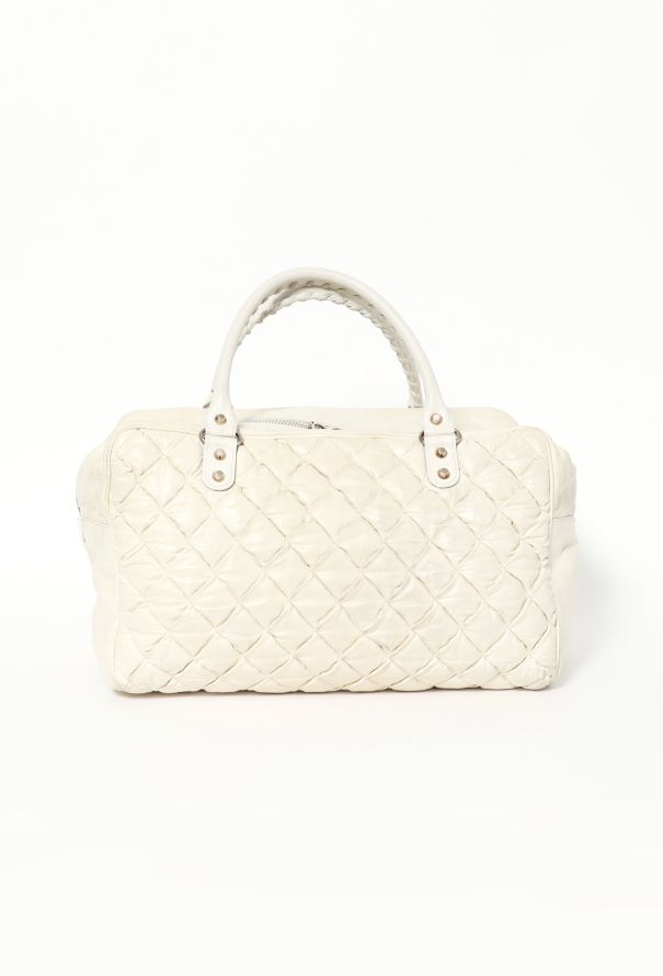 Balenciaga Motocross Quilted Bowling Bag White - 3
