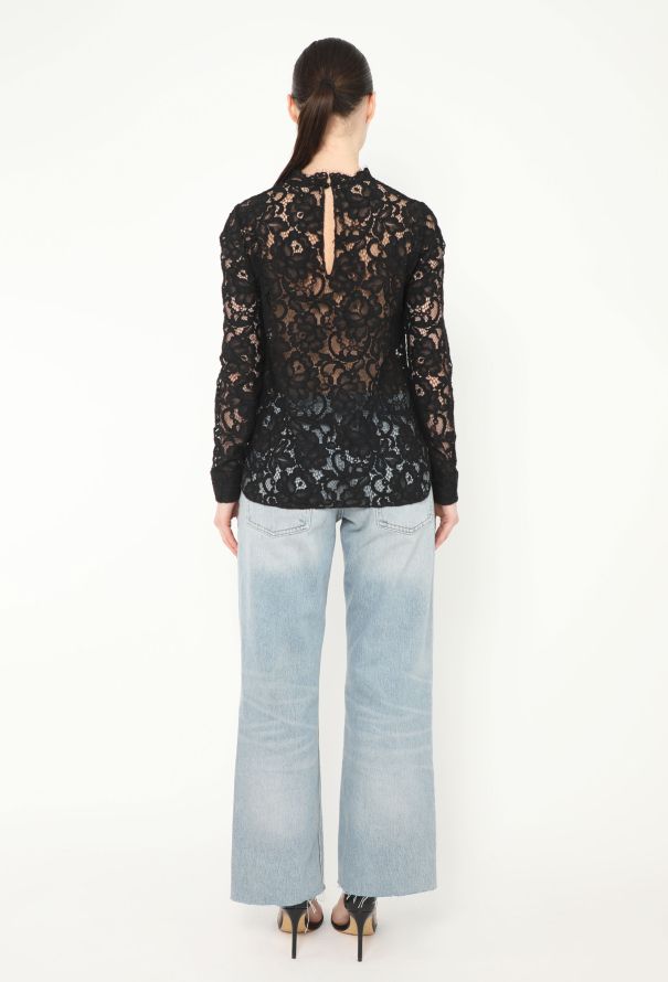 Saint Laurent Guipure Embroidered Lace Top - 3