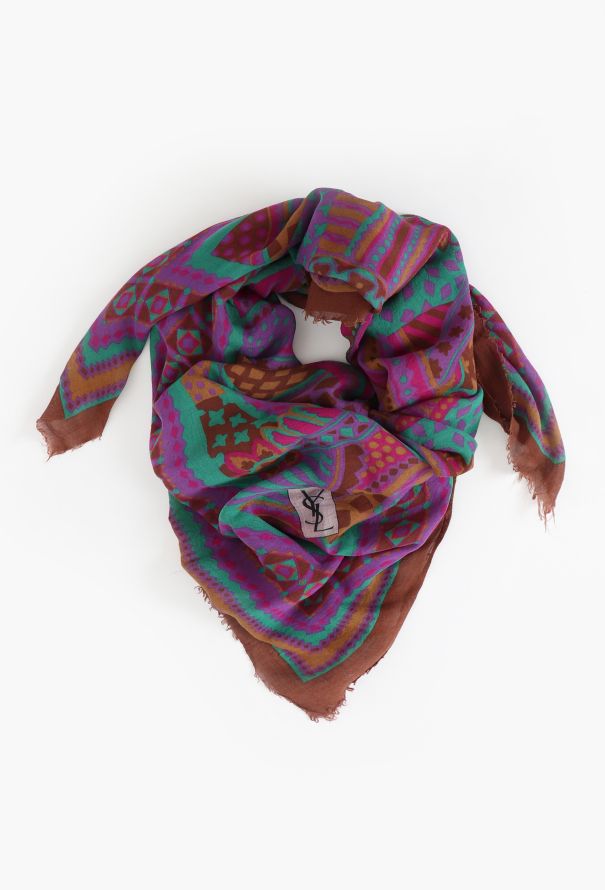 Saint Laurent Vintage Graphic Floral Scarf - 1