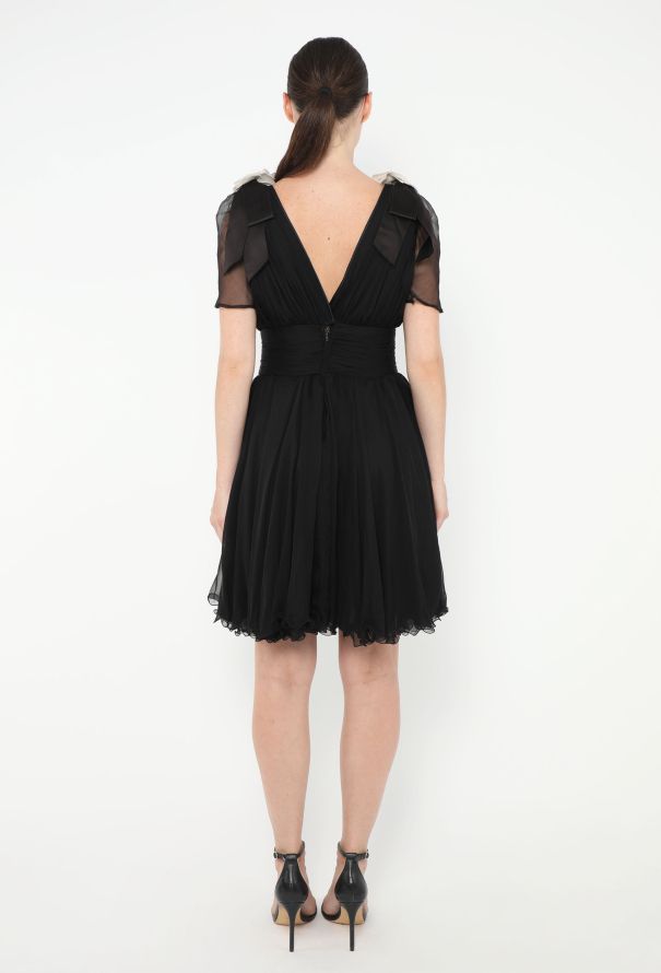 Gathered Chiffon Camélia Dress - 5