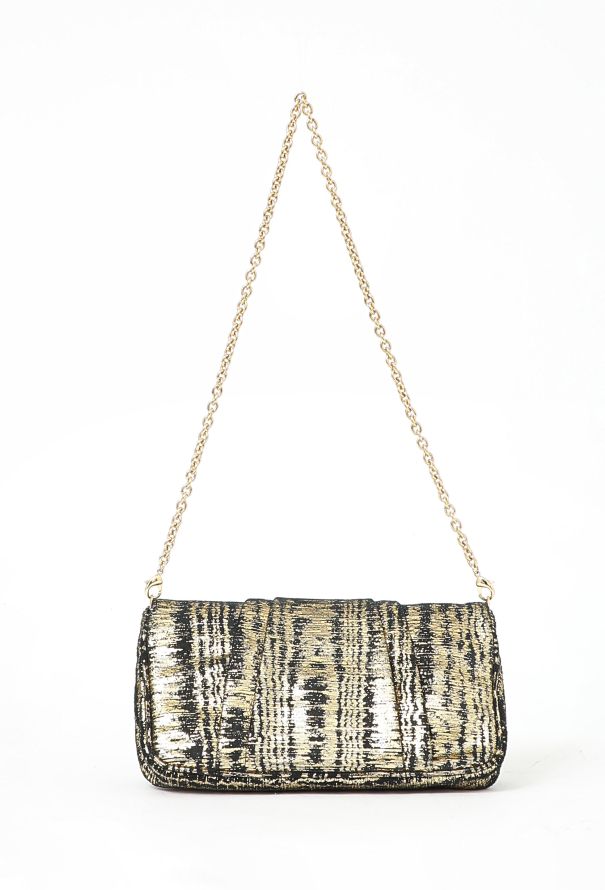 Fendi Metallic Tiger Print Clutch - 3