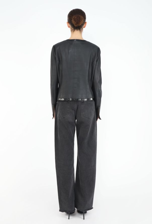 Chanel 2004 Snakeskin Trim Leather Jacket - 5