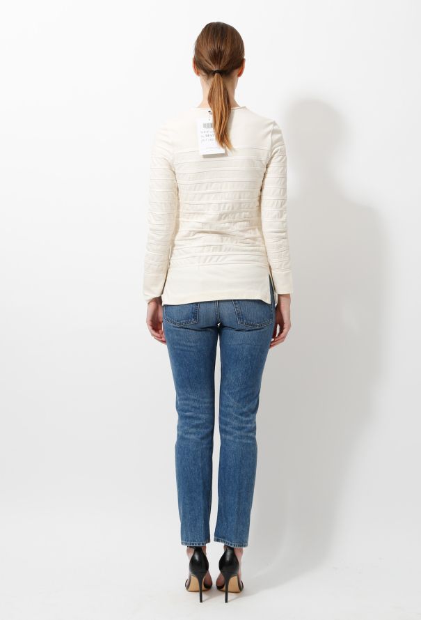 Céline Leather Striped Top - 4