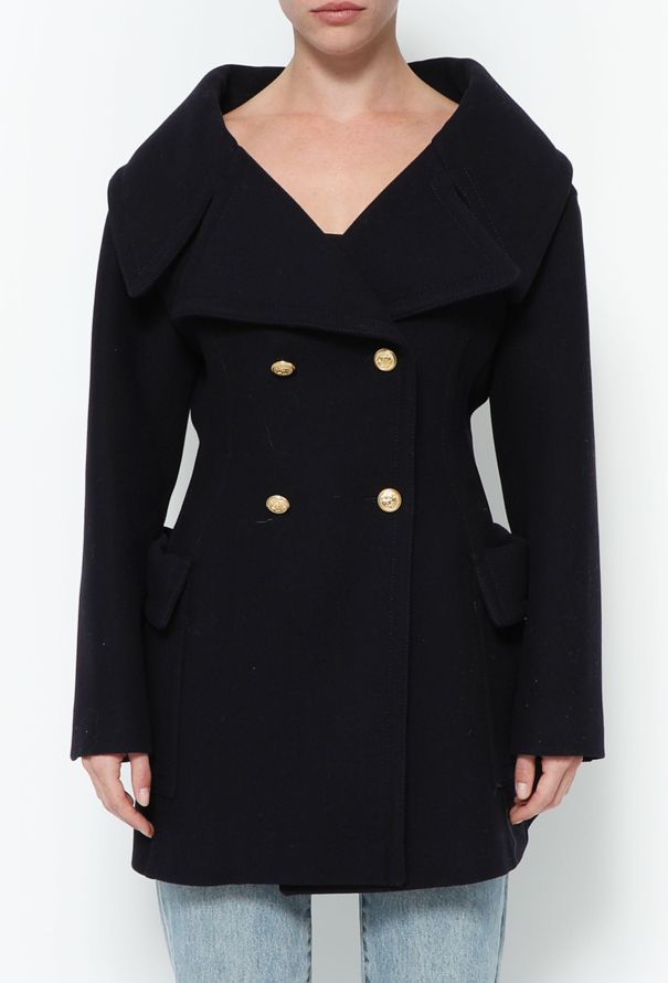 Valentino F/W 2020 Portrait Neckline Wool Peacoat - 4