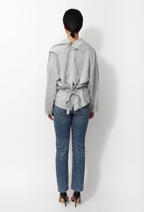 Loewe Striped Silk Blouse - Draped detailing - 3
