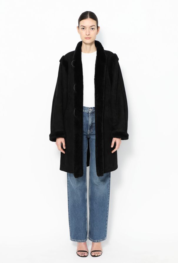 Saint Laurent Vintage Shearling Suede Coat - 2