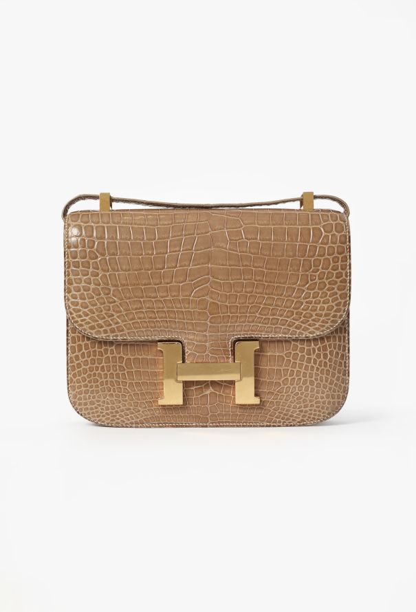 Hermès EXCEPTIONAL 90s 'Ficelle' Porosus Constance 24 - 1