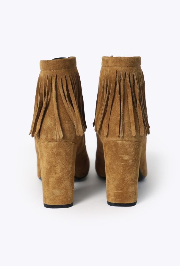 Saint Laurent 2015 Fringe Suede Ankle Boots - 4