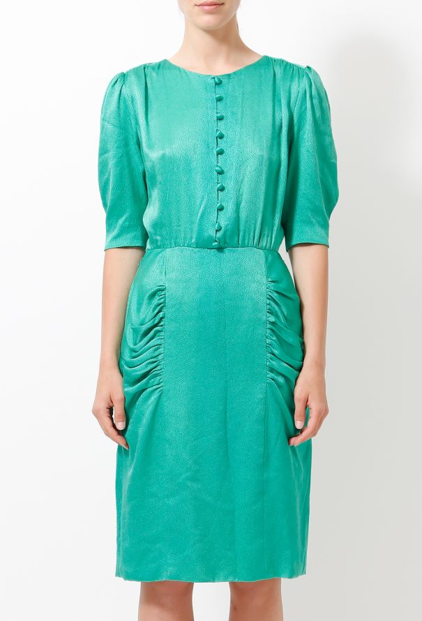 Jean-Louis Scherrer Vintage Emerald Green Silk Dress - 2