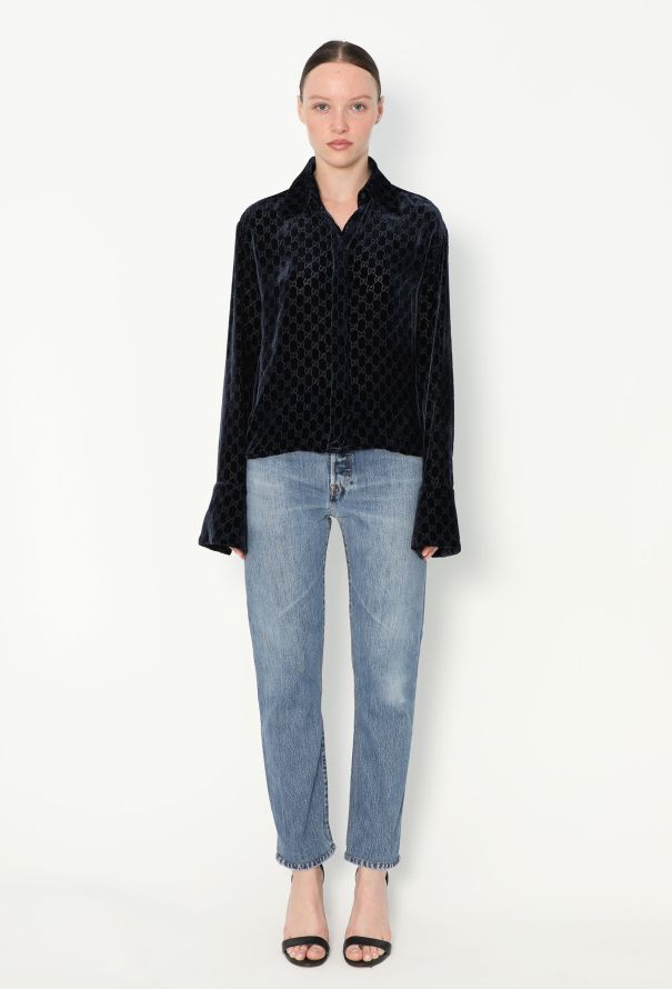 Gucci ICONIC F/W 1997 Velvet Monogram Top - 6