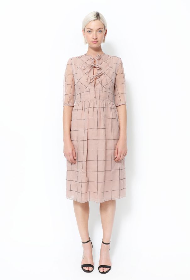 Valentino Checkered Silk Organza Dress - 1