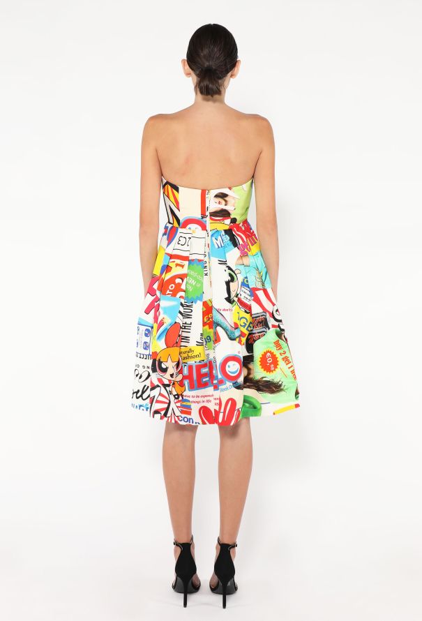 Moschino S/S 2016 Strapless Printed Dress - 5