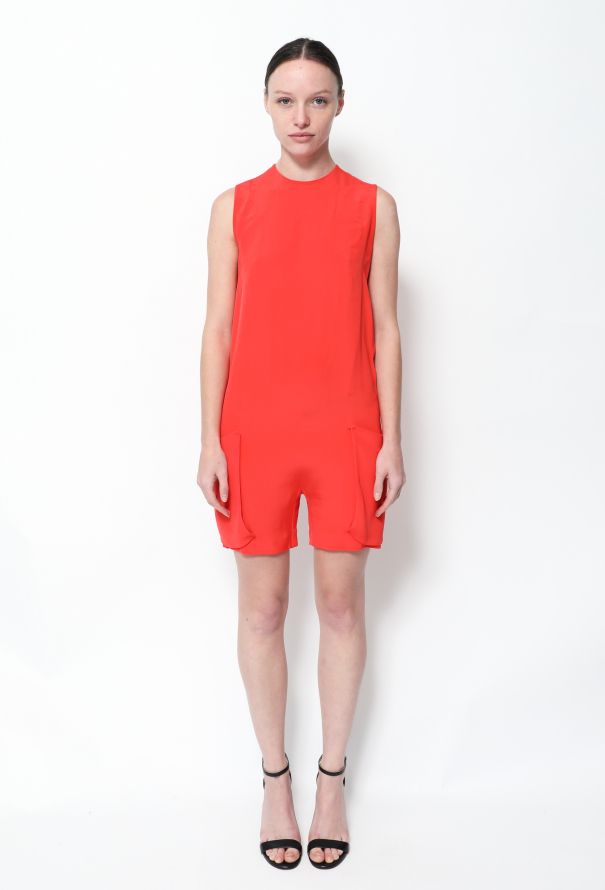 Céline Coral Silk Romper - 1