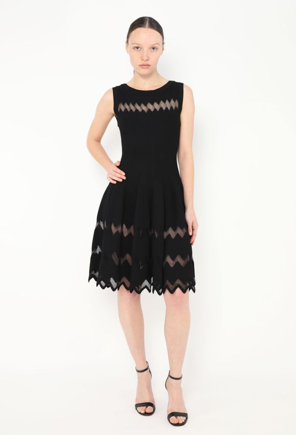 Alaïa Chevron Lace Skater Dress - 3