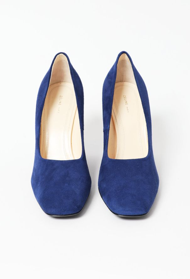 Céline Cobalt Suede Pumps - 3