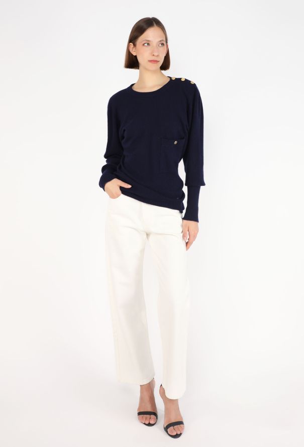 Chanel Scottish Cashmere Knit Sweater, 1980s - 1
