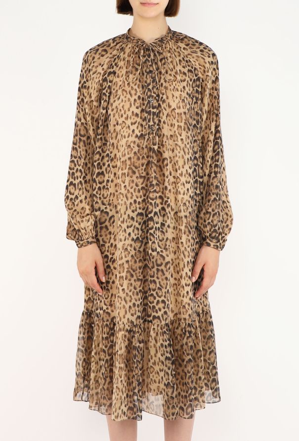 Céline Leopard Print Silk Lavallière Dress, 2020 - 3