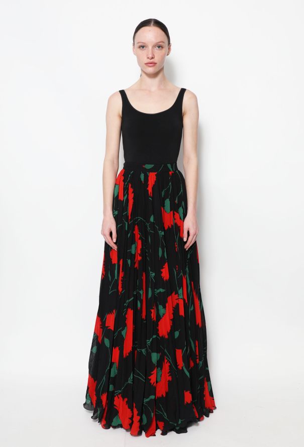 Valentino 80s Floral Pleated Skirt - 1