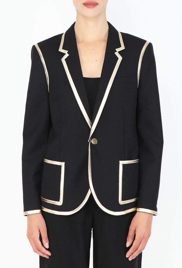Saint Laurent Metallic Leather Trim Blazer, S/S 2018 - 1