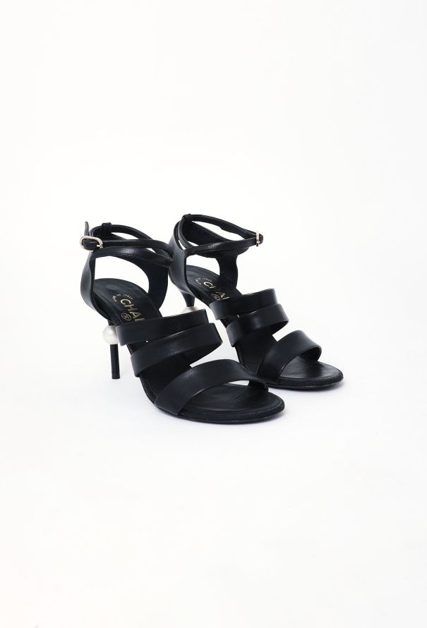 Chanel Leather Pearl 'CC' Sandals - 2
